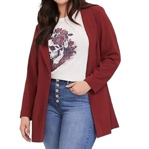 NWT Torrid Red Longline Crepe Blazer Size 2X